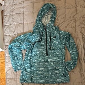 The North Face Teal Patterned Hooded Jacket